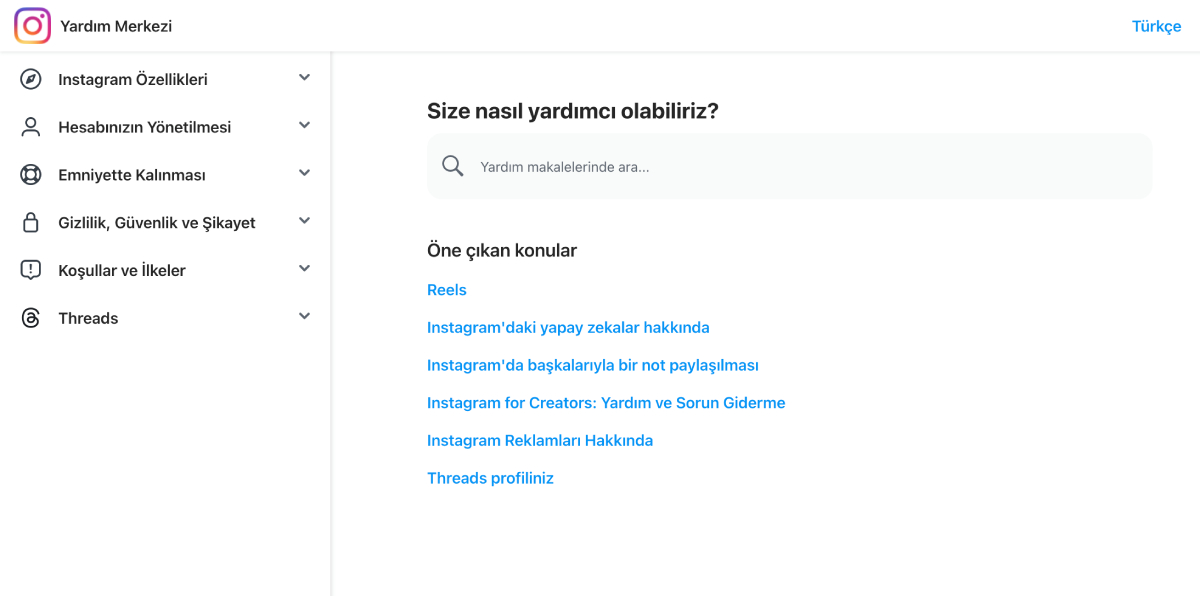 instagram Yardım Merkezi